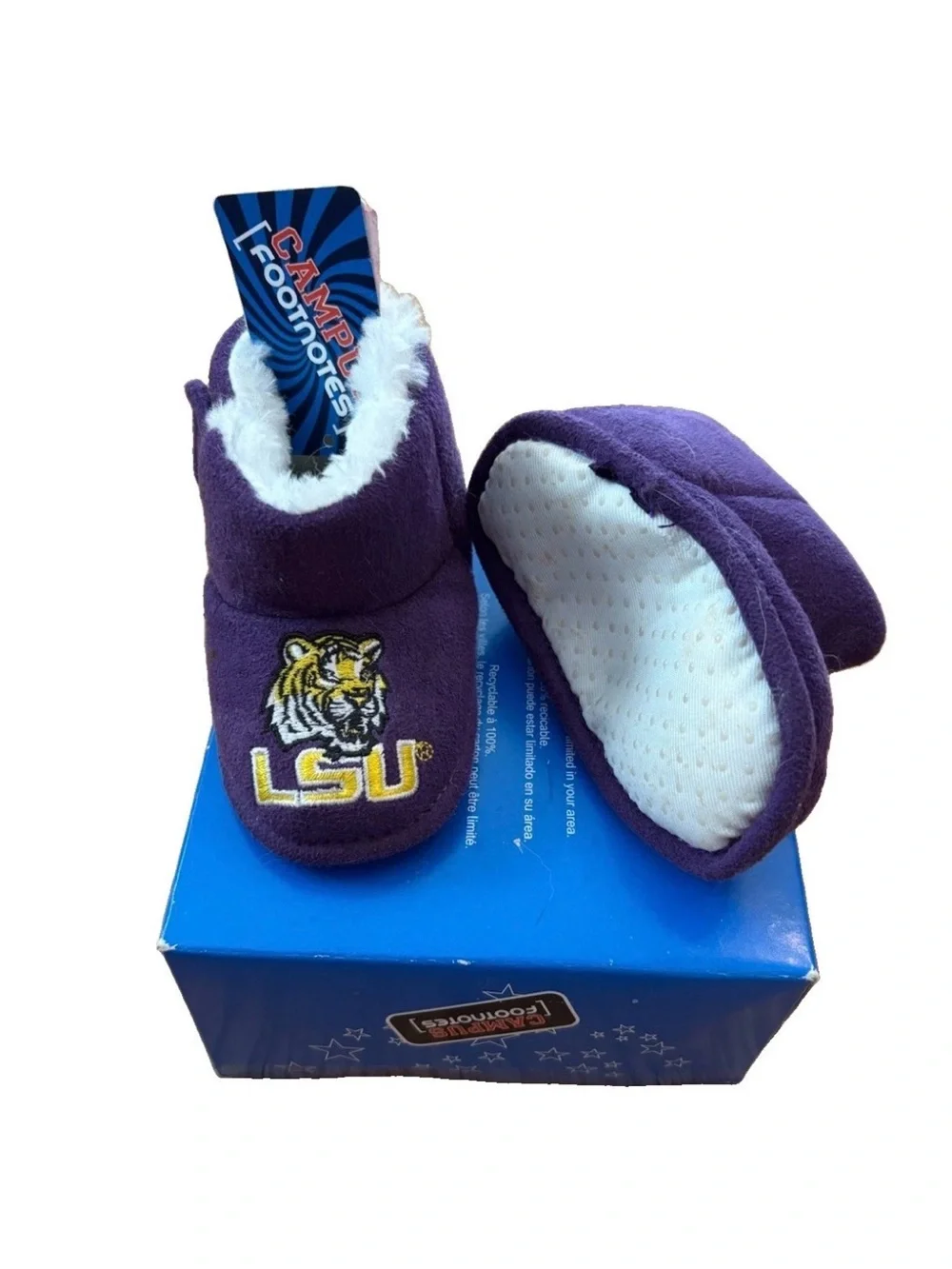 LSU Purple Baby Bootie Slippers with Plush Lining - Size 4